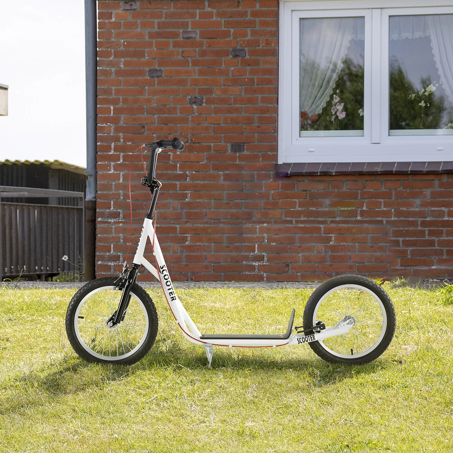 HOMCOM Kinderscooter mit Handbremse weiß