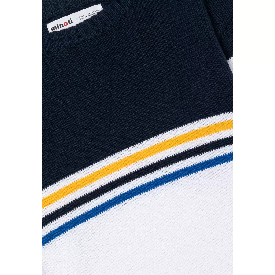 MINOTI Jacquard-Strickpullover BlauWeißGelb