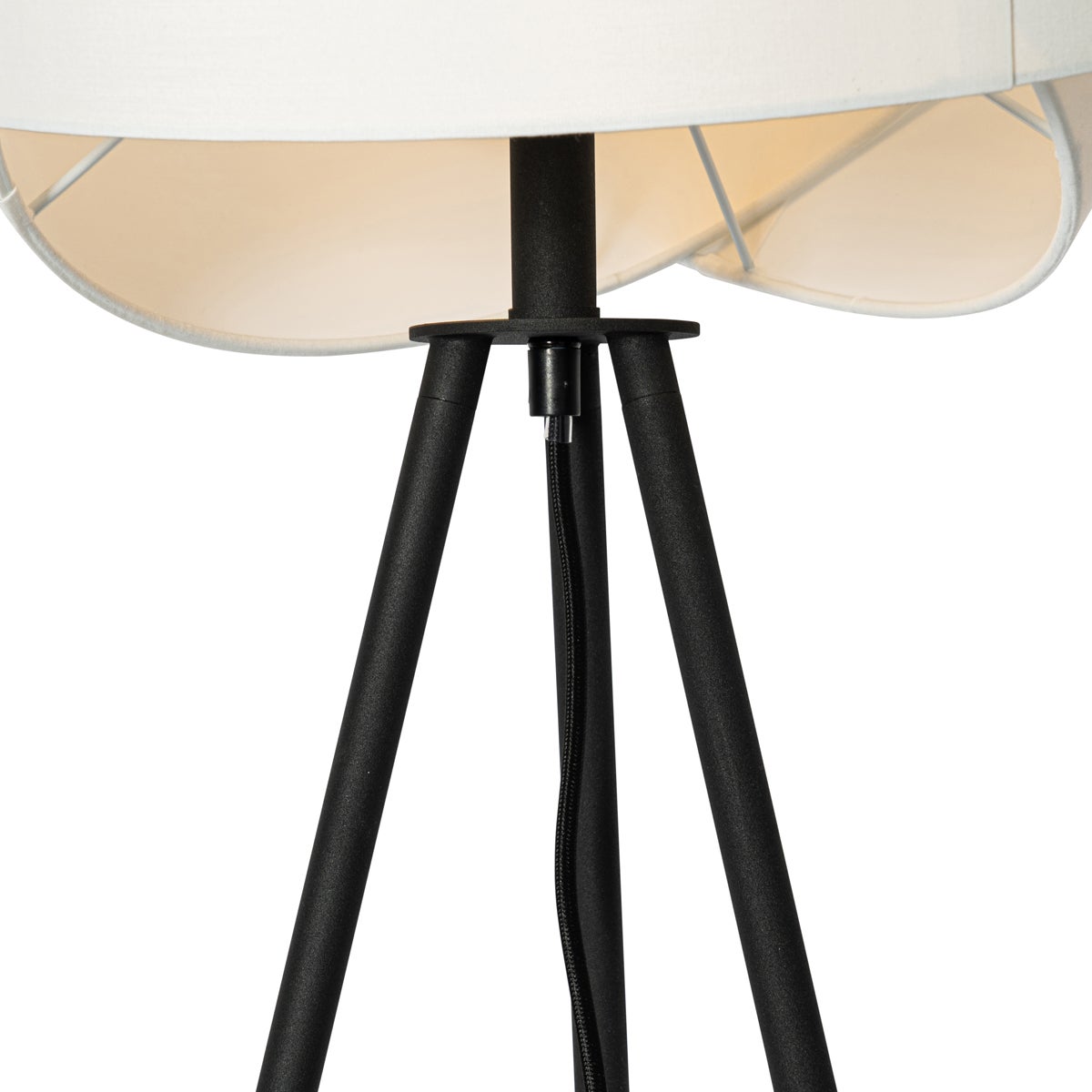 QAZQA - Moderne witte vloerlamp - Stof | Woonkamer | Slaapkamer - Rond textiel - LED-compatibel E27