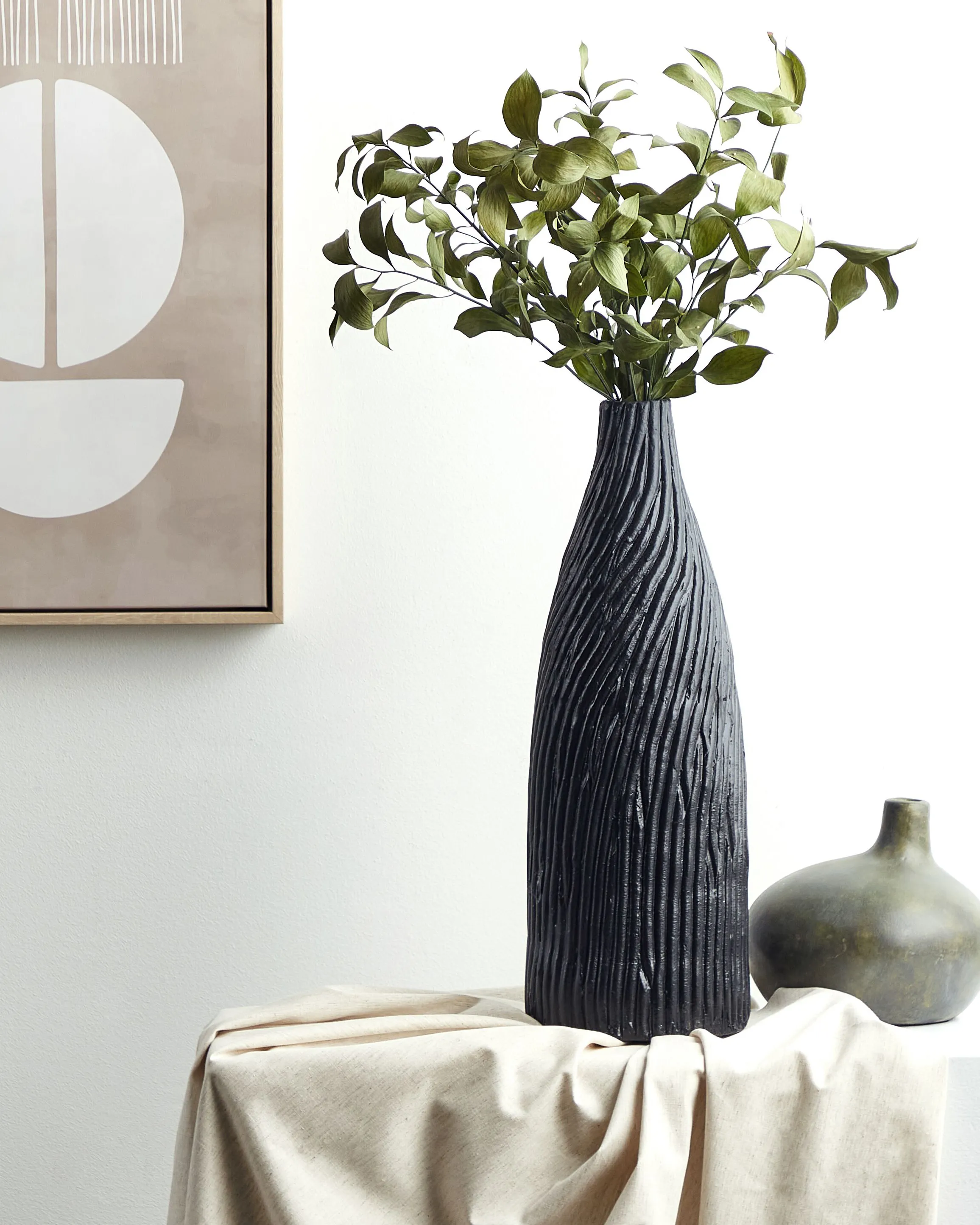 Decoratieve vaas FLORENTIA Keramiek 50 cm Zwart