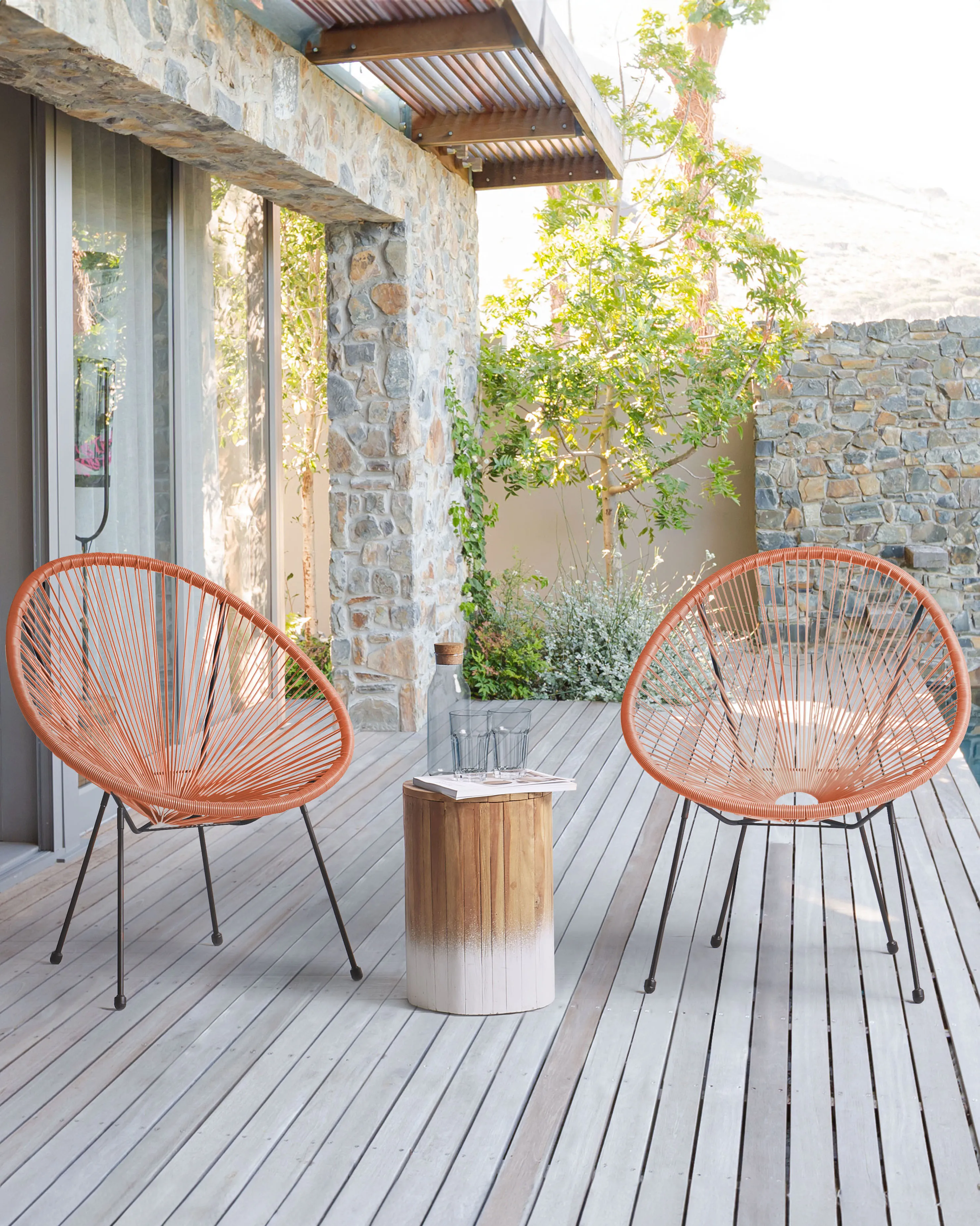 Set van 2 tuinstoelen ACAPULCO II PE rotan Oranje
