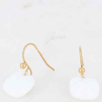 Boucles d'oreilles - Acier inoxydable doré & pâtes de verres blanc