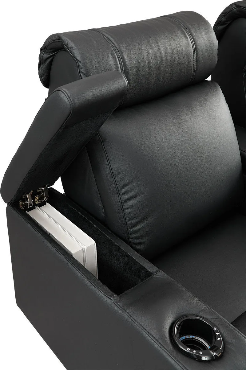 Lumene Hollywood Luxury III Noir (2 places, cuir véritable) Fauteuils cinéma