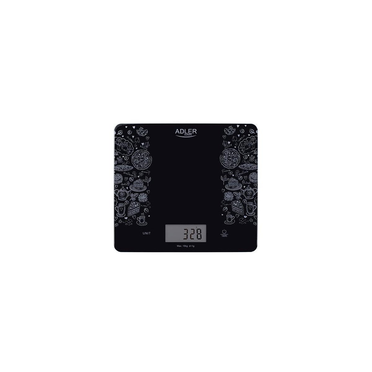 Adler Kjøkkenvekter AD 3171 Maksimal vekt (kapasitet) 10 kg, eksamen 1 g, Displaytype LCD, svart