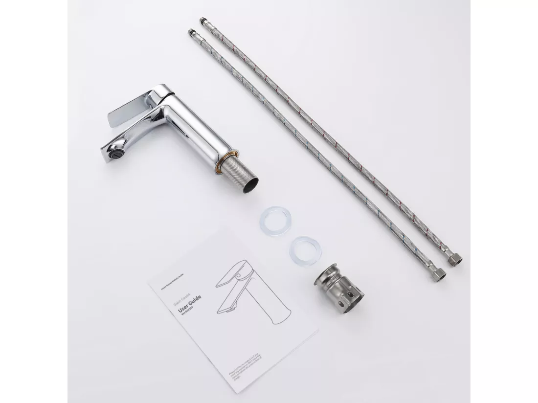 Robinet Salle de Bain Chromé Mitigeur de Lavabo à Deux Voies pour Salle de Bain Robinet de Lavabo en Laiton Robinetterie Moderne