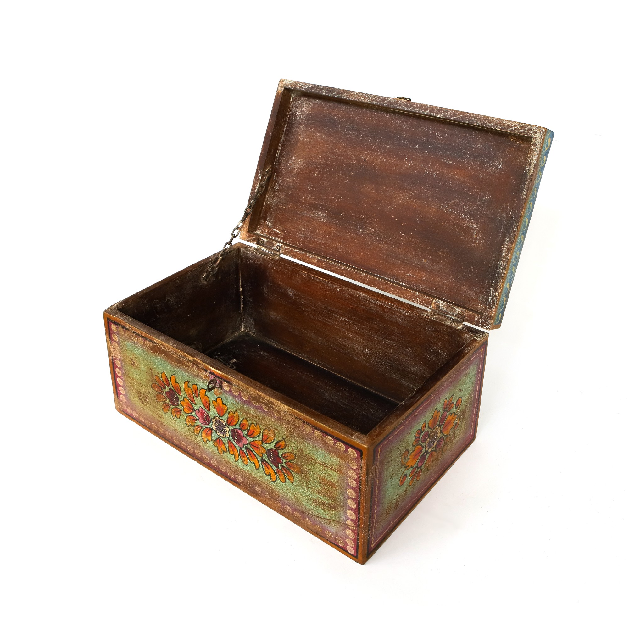 Holzbox bemalt, multicolor, B 46 cm, H 22 cm, L 38 cm von fischer's lagerhaus
