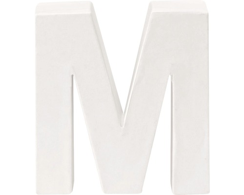 Letter M, wit karton, 3,5 x 10 cm