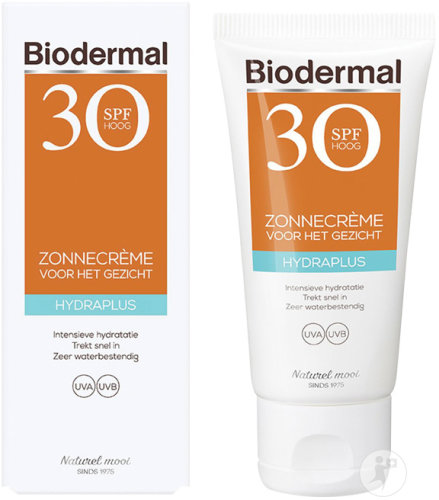 Biodermal Hydraplus Crème Solaire IP30 Visage Hydratation Intensive Tube 50ml