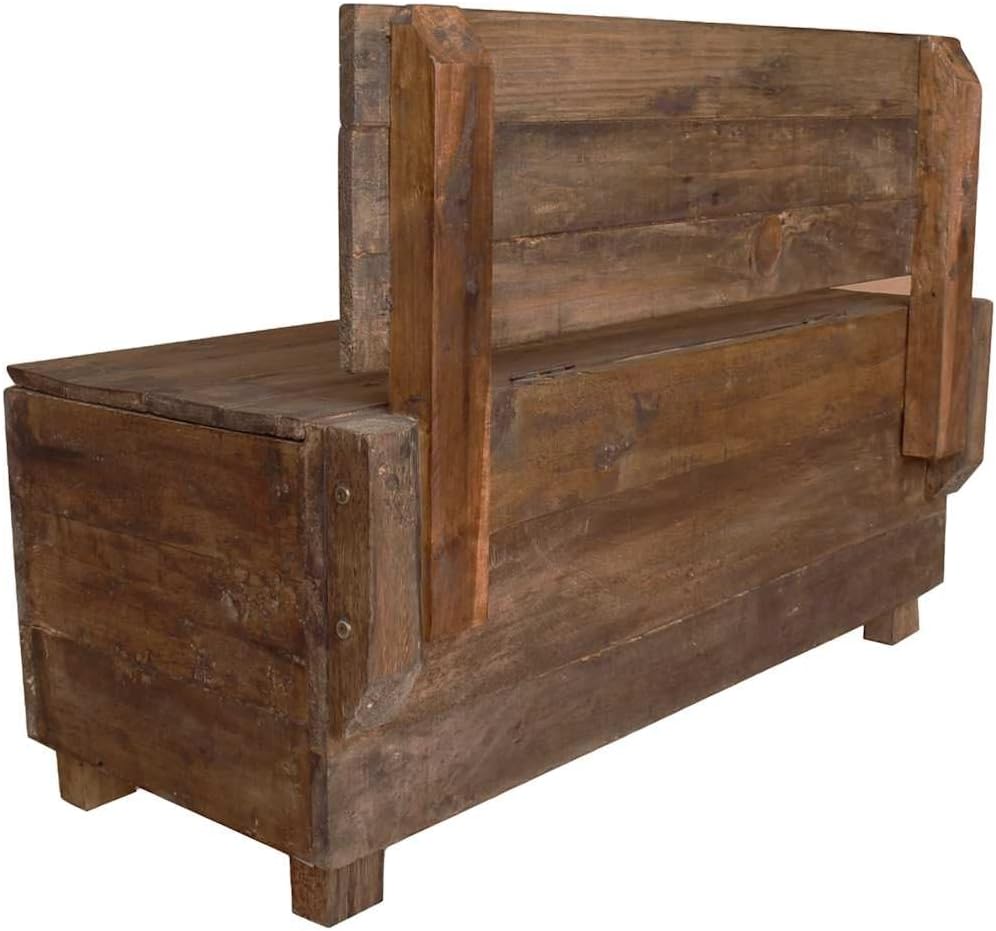 vidaXL Sitzbank mit Staufach Handgefertigt Holzbank Truhenbank Sitztruhe Bank Aufbewahrungstruhe Spielzeugkiste Massives Altholz 86x40x60cm