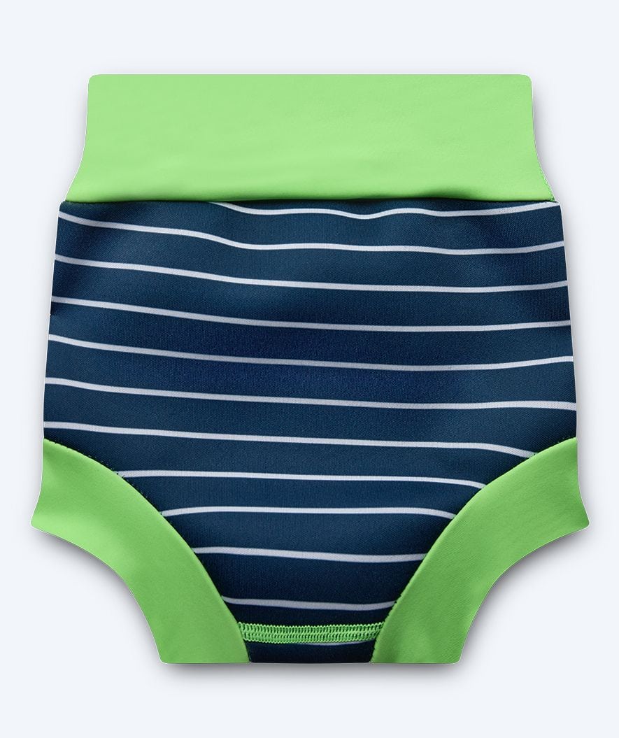 Watery blebadebukser til børn - Neoprene Swim Nappy - Green Stripes