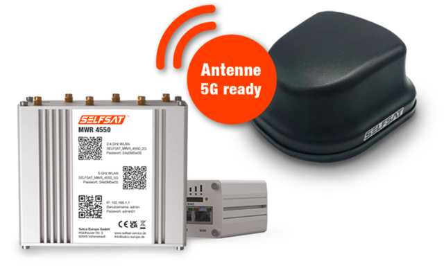 Selfsat 4G / LTE & WLAN Internet Router MWR 4550 Komplettset bis 300 Mbps inkl. 4G / 5G ready Dachantenne
