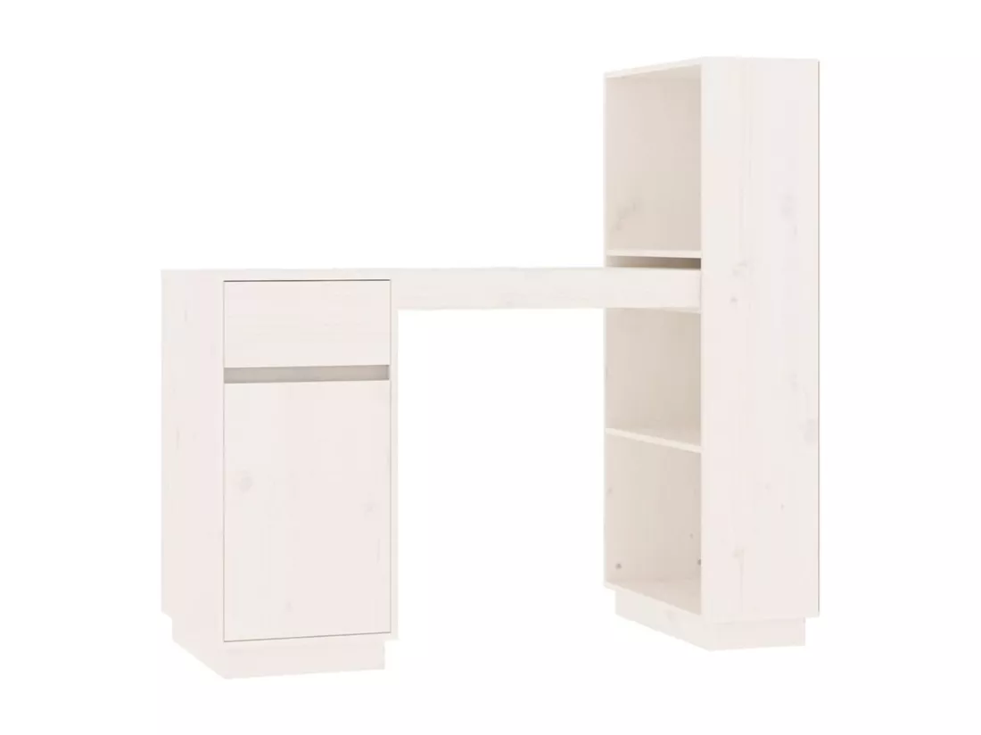 Bureau Blanc 110x53x117 cm Bois massif de pin