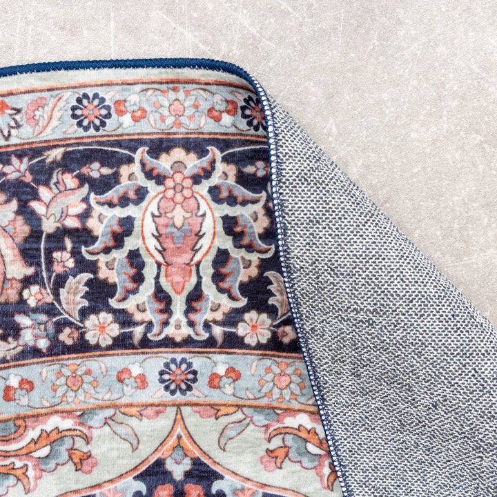 Rond vintage vloerkleed - Imagine Medaillon Blauw | Rijk