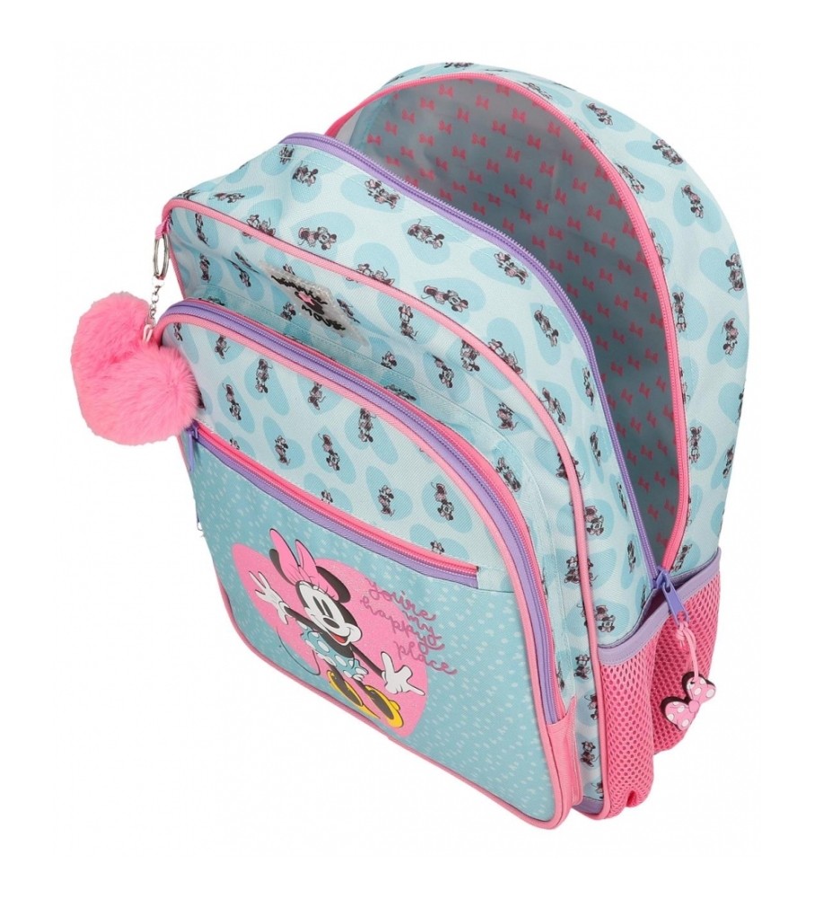 Disney Mochila escolar My happy place azul, rosa -30x38x12cm-