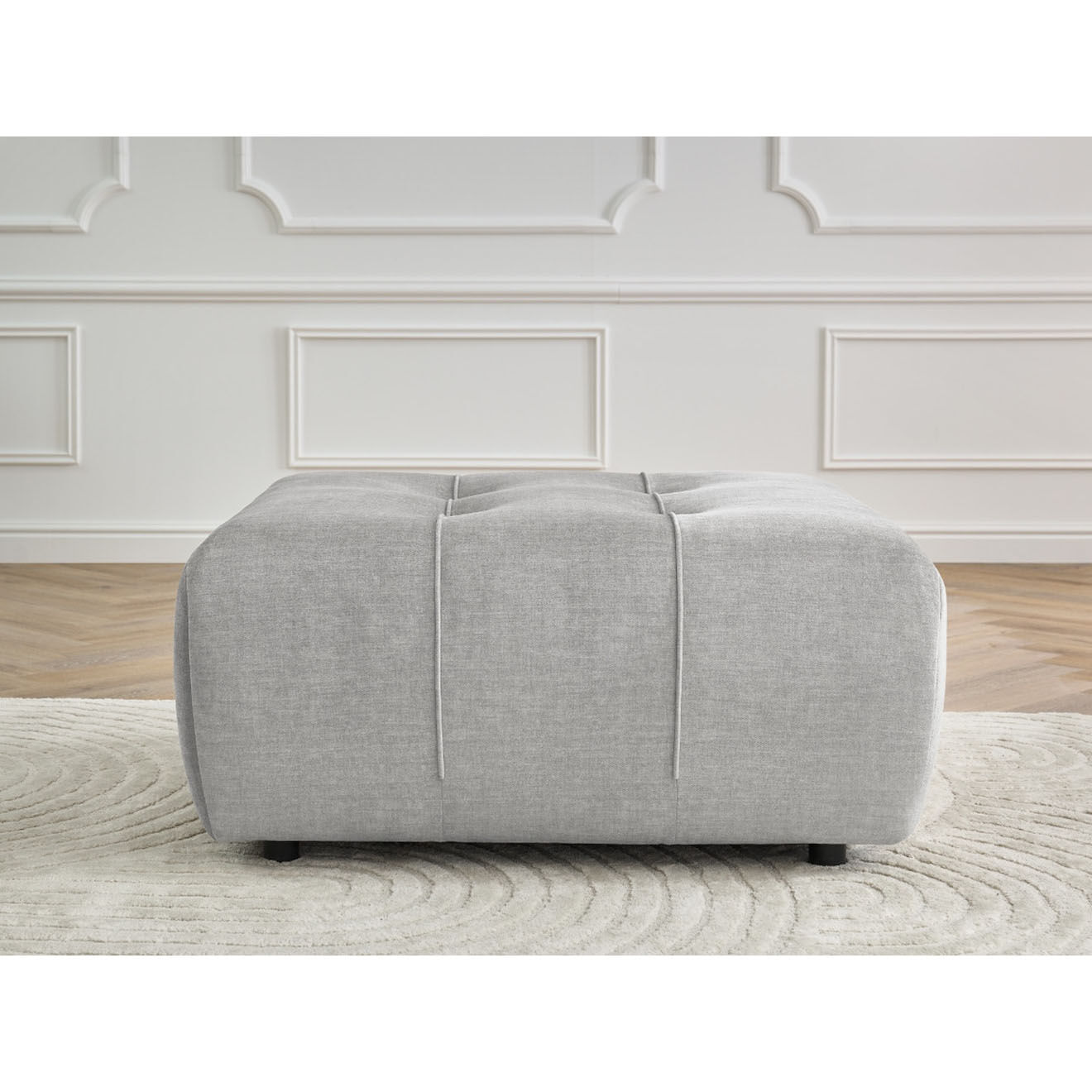 Bobochic Pouf en Velours Arsène gris clair - 100x100x45 cm