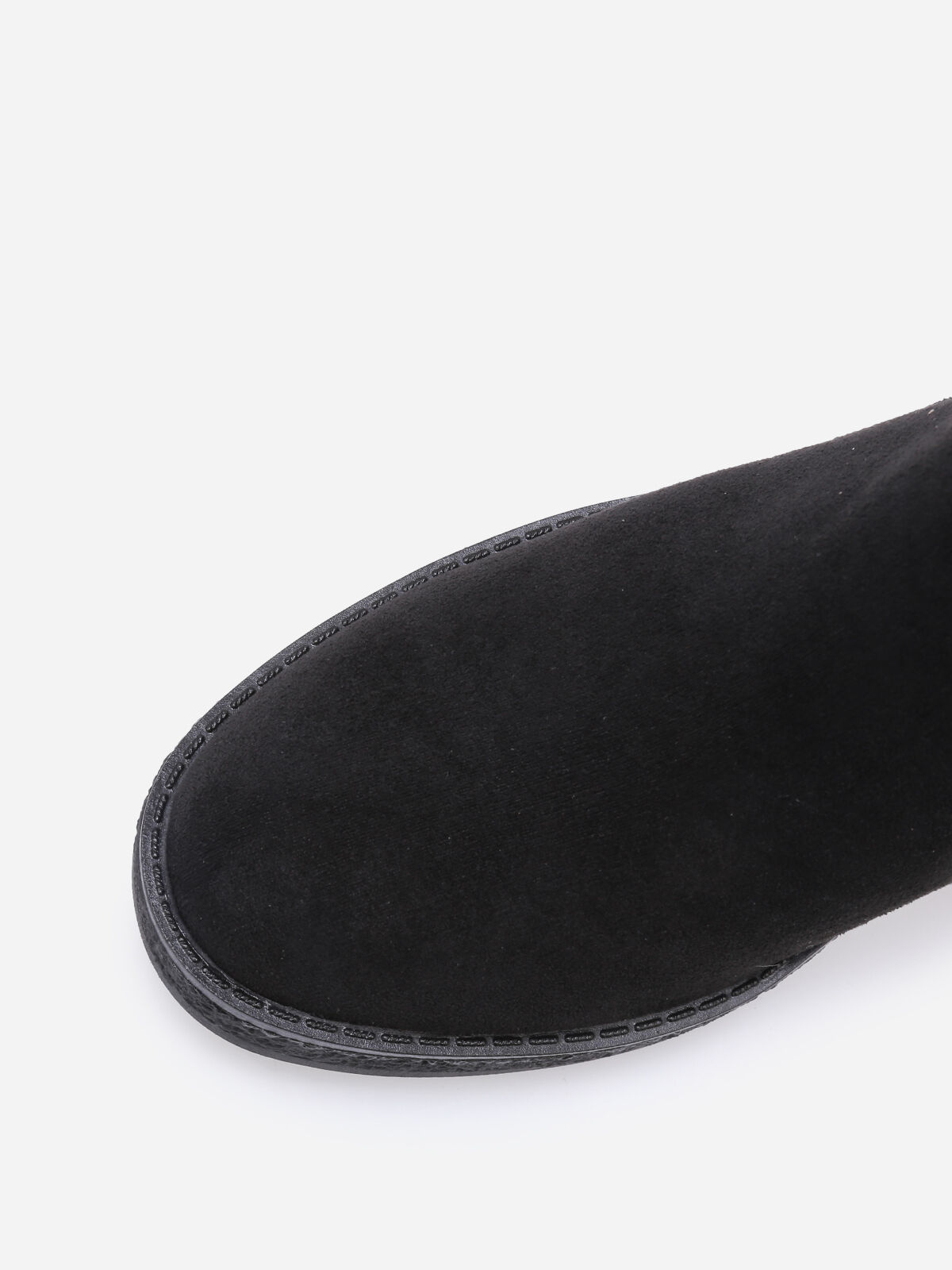 Bottines en suédine à bride et boucle métallique- Noir