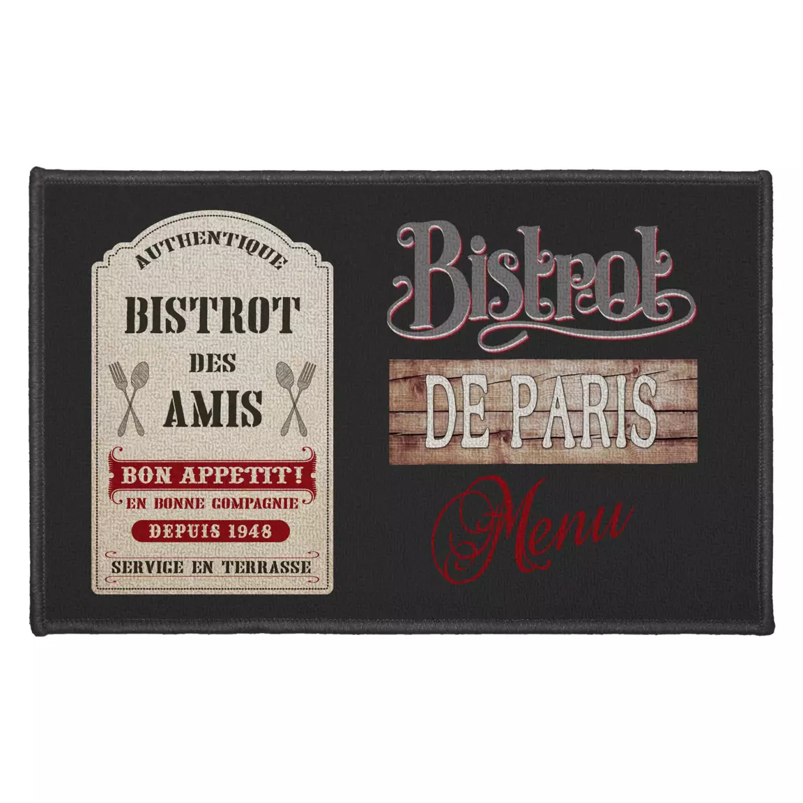 Tapis de cuisine (50 x 80 cm) Bistrot des amis Rouge