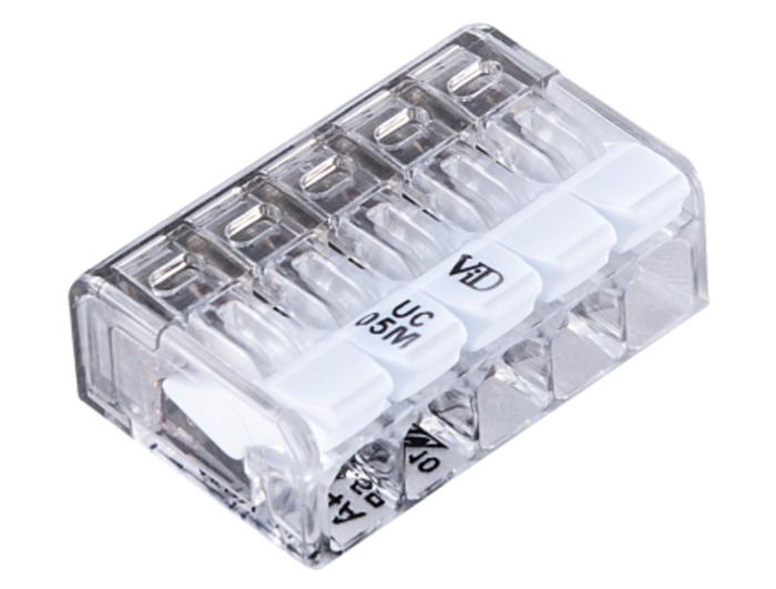 Fjedersamlemuffe med 5 poler 2,5 mm² - 8 stk.