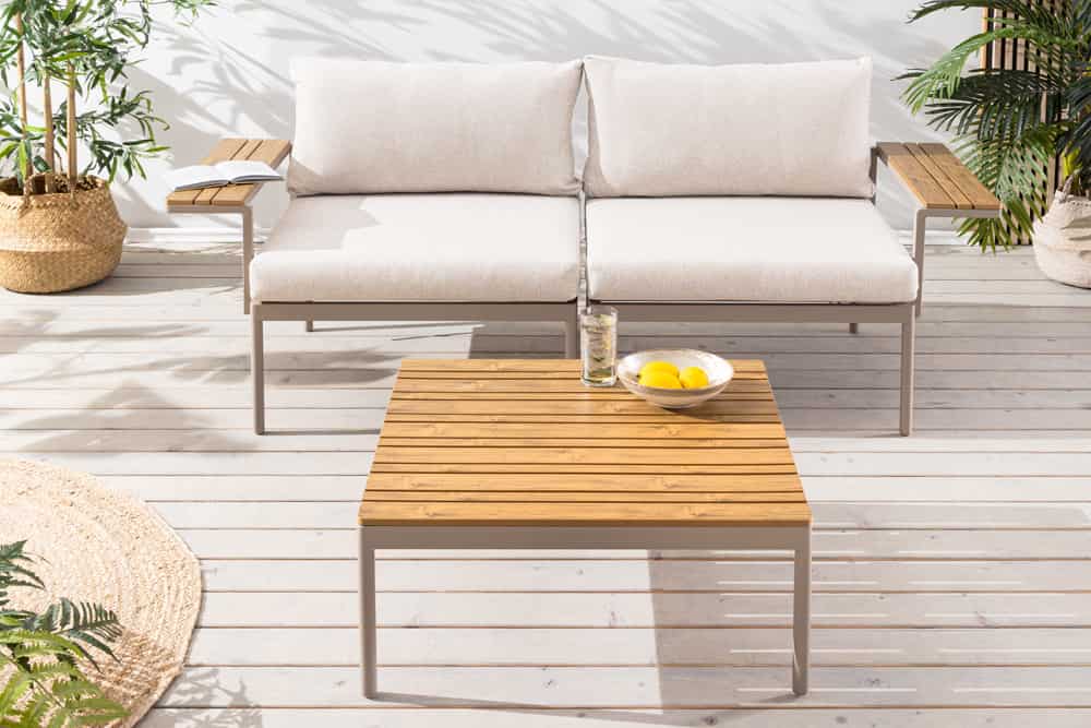 Outdoor Lounge Sitzgruppe MOBILE MODULAR 240cm champagner greige inkl. Kissen