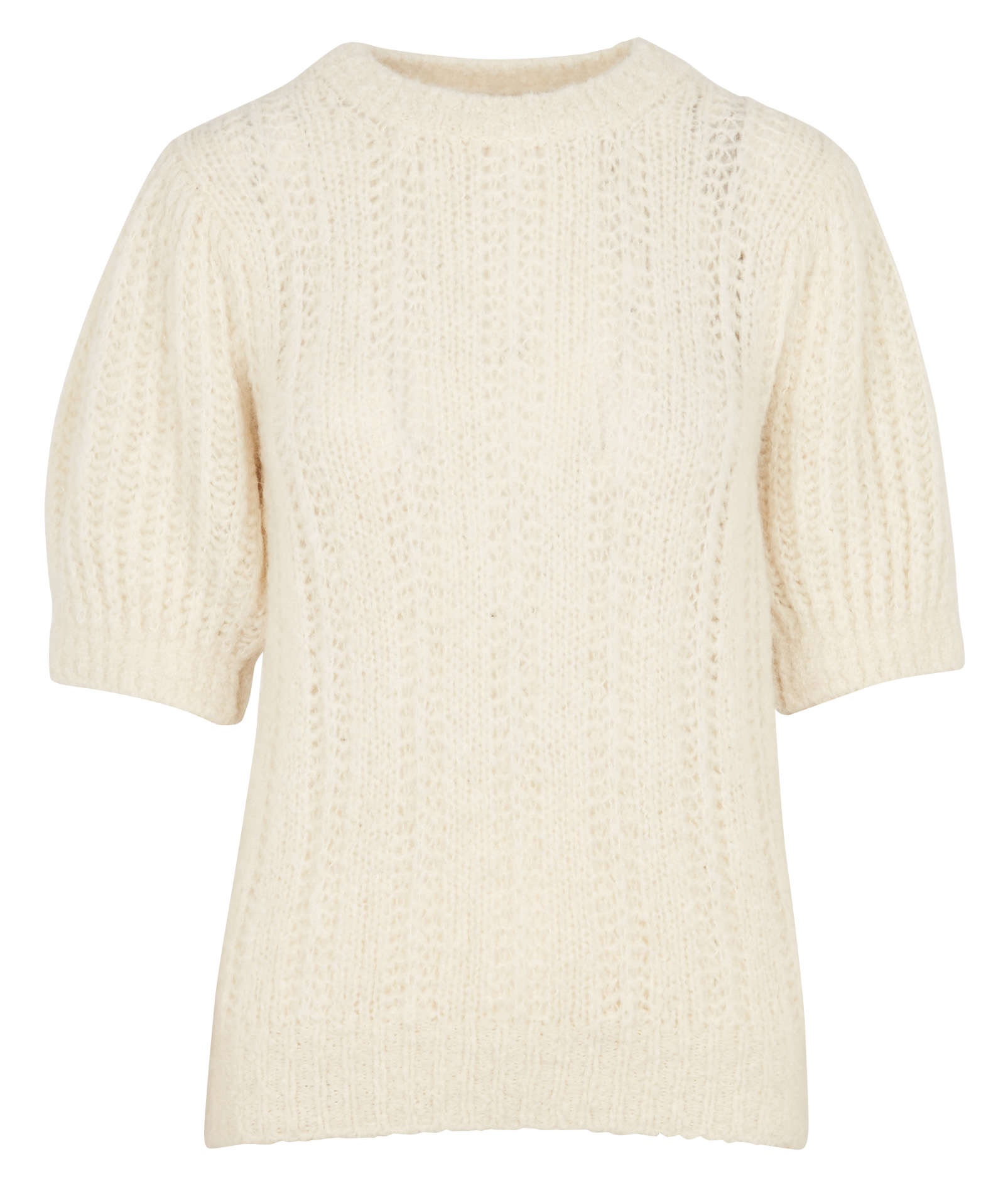 ABOU - Pull col rond en laine mélangée| Beige