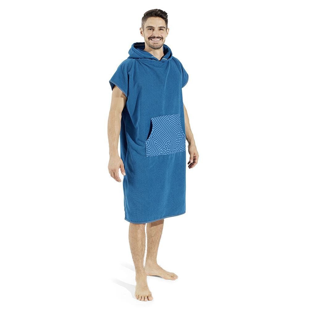Poncho microfibre adulte 110x80cm bleu