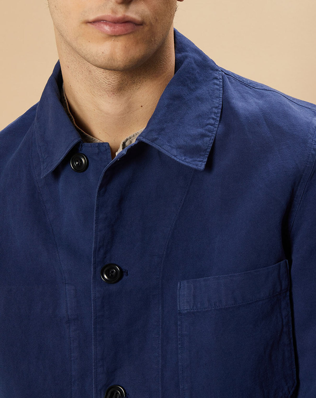 Hartford Veste en Coton & Lin Jerry indigo