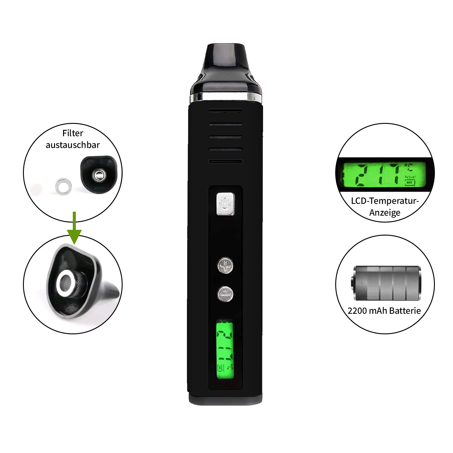 TQ150 Vaporizer für Kräuter Schwarz