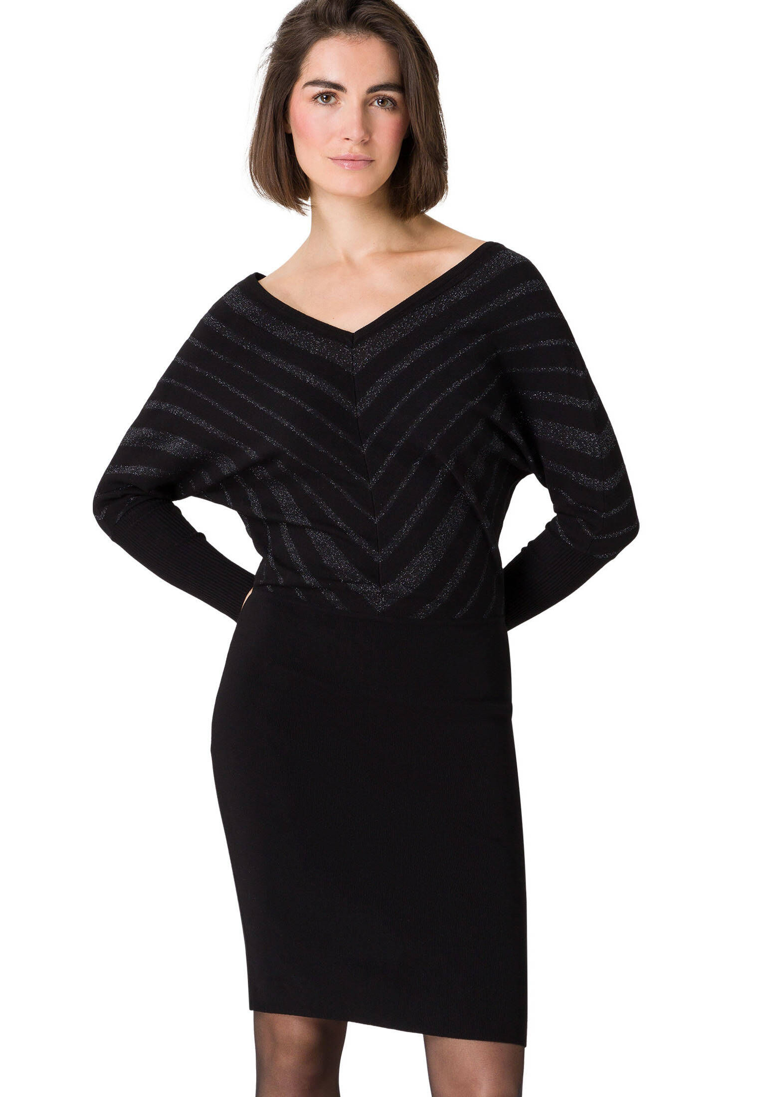 zero| Damen Jerseykleid mit Glitzerstreifen