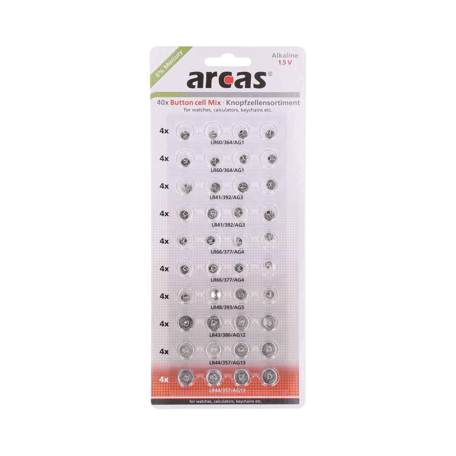 Arcas Batterie Knopfzellen 40er