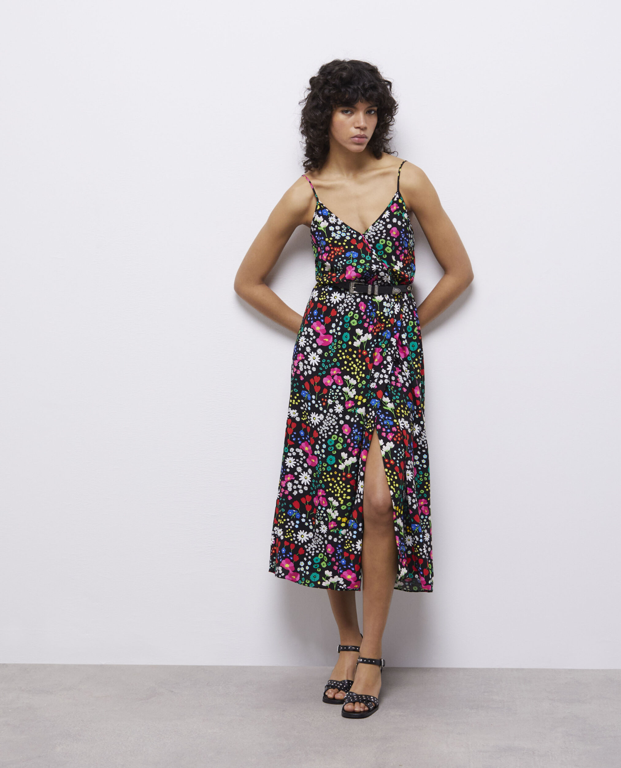 Robe portefeuille longue imprimée
