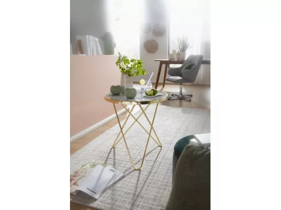 Design table basse optique marbre blanc table de salon or Ø55cm ronde