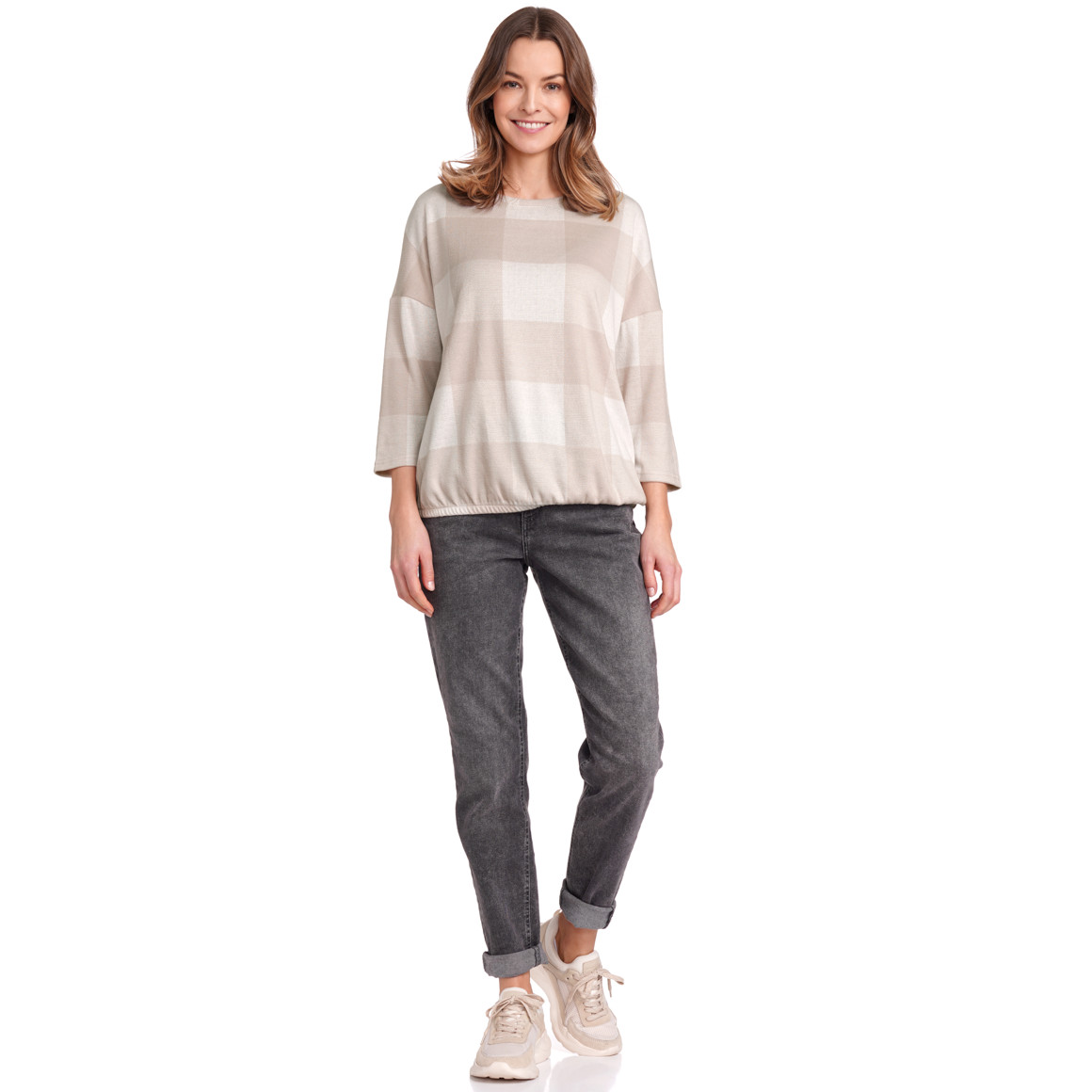 Gina Benotti Damen Shirt mit 3/4-Arm beige / hellbeige