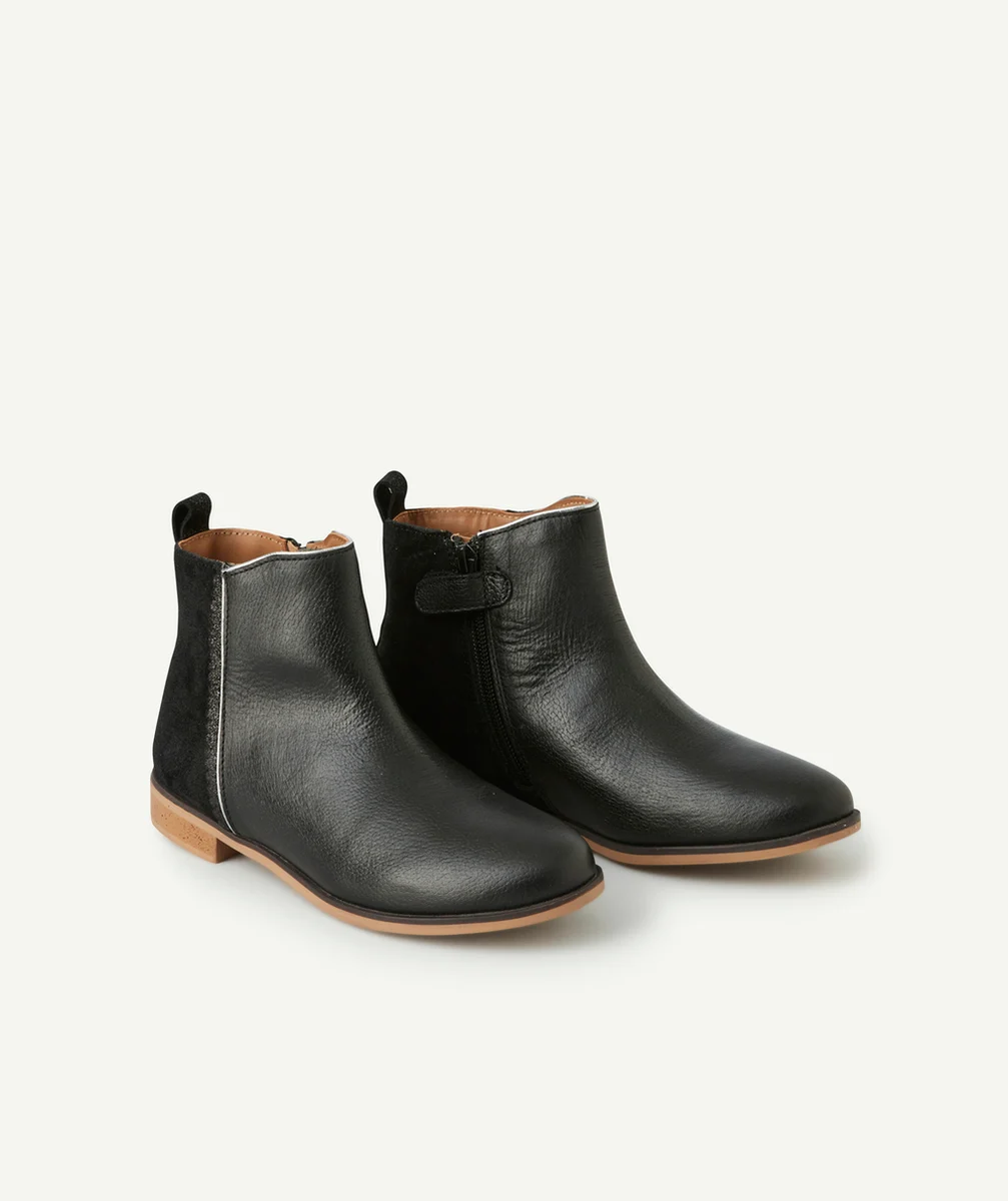 BOTTINES FILLE EN CUIR NOIR