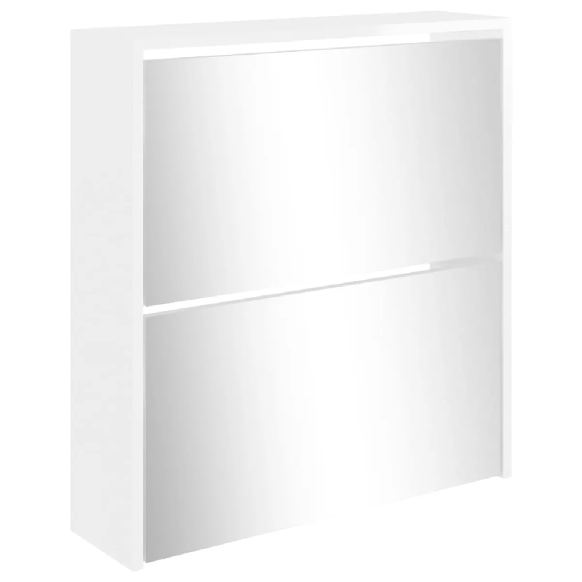 vidaXL Armoire à Chaussures Miroir - Blanc