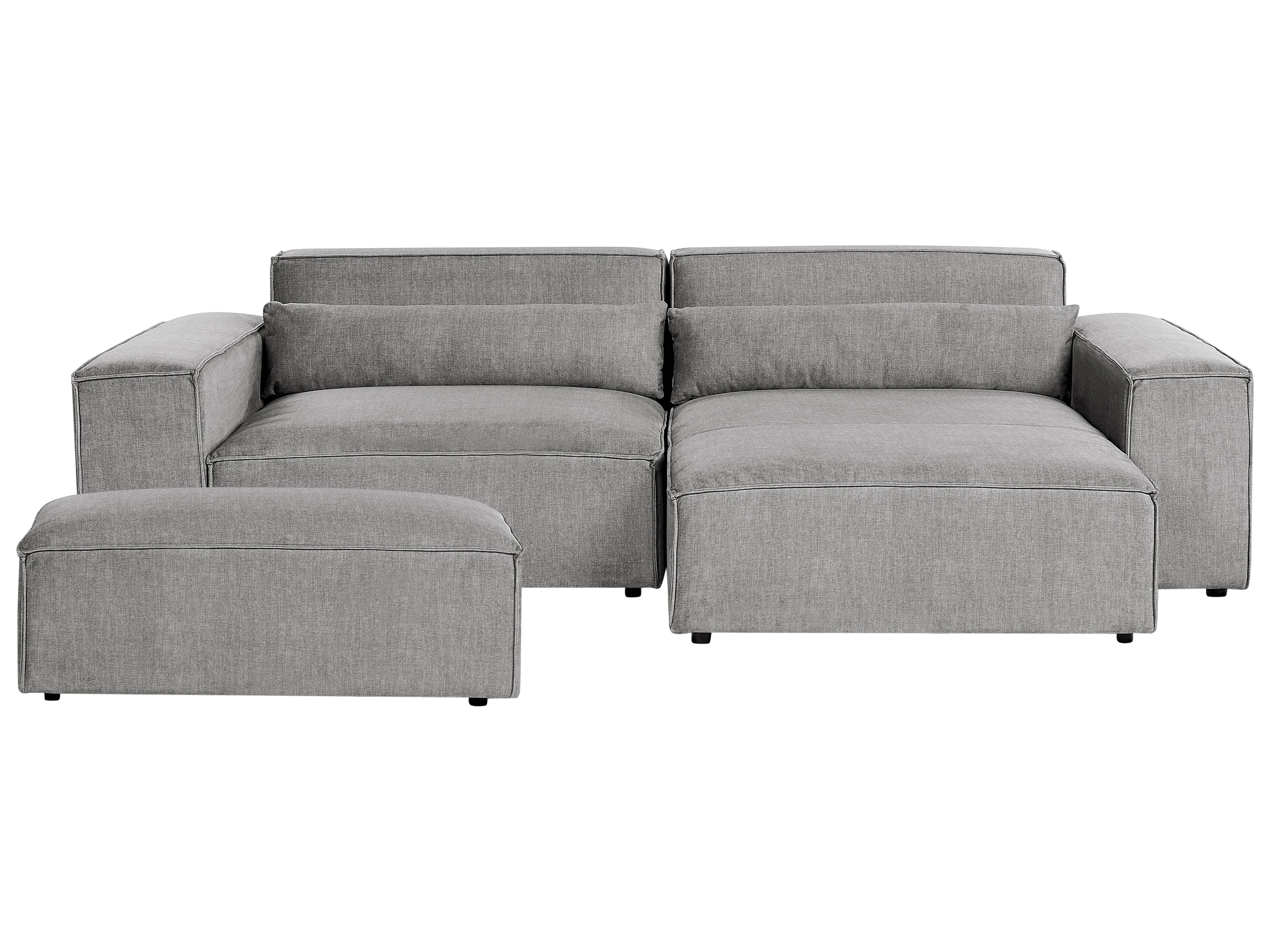 Modulaire hoekbank 2-zits HELLNAR Stof Grijs met ottomaan linkszijdig