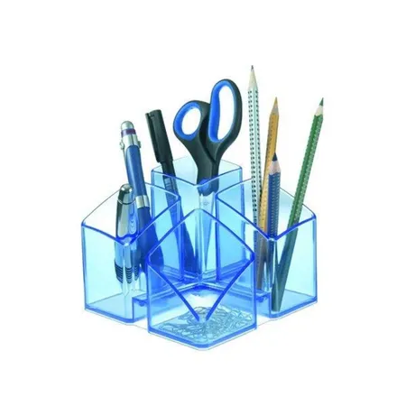 HAN Schreibtisch-Köcher SCALA, , mit 4 Fächern, 125 x 100 x 125 mm, transparent blau