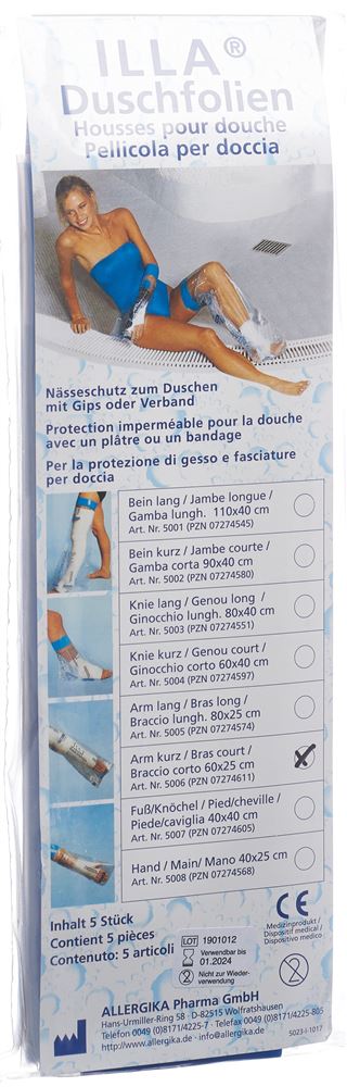 ILLA Dusch Schutzfolie 60x25cm Arm kurz 5 Stk