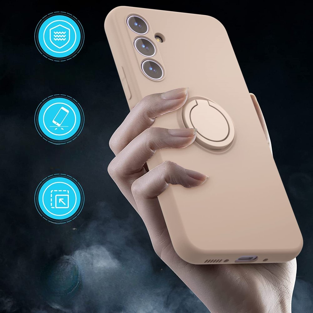 Samsung Galaxy A56 Silikon Case Hülle mit Kameraschutz und Kickstand Haltering   Displayschutzglas - Rosa
