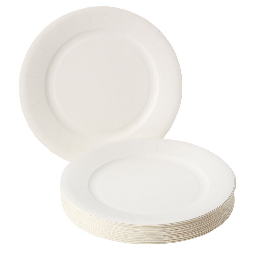 Lot de 50 assiettes en carton blanc Ø18 cm