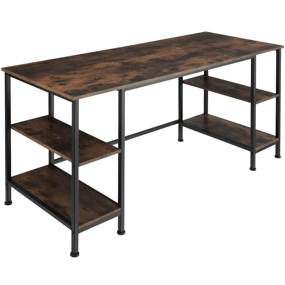 tectake Bureau Stoke 137x55x75cm, Industrieel Hout Donker, Rustiek