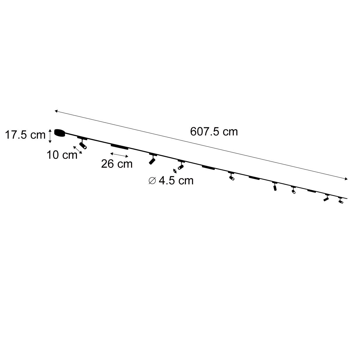 Railsysteem met 8 spots en 4 plafondlampen zwart 1-fase - Magnetic Gert Puntua