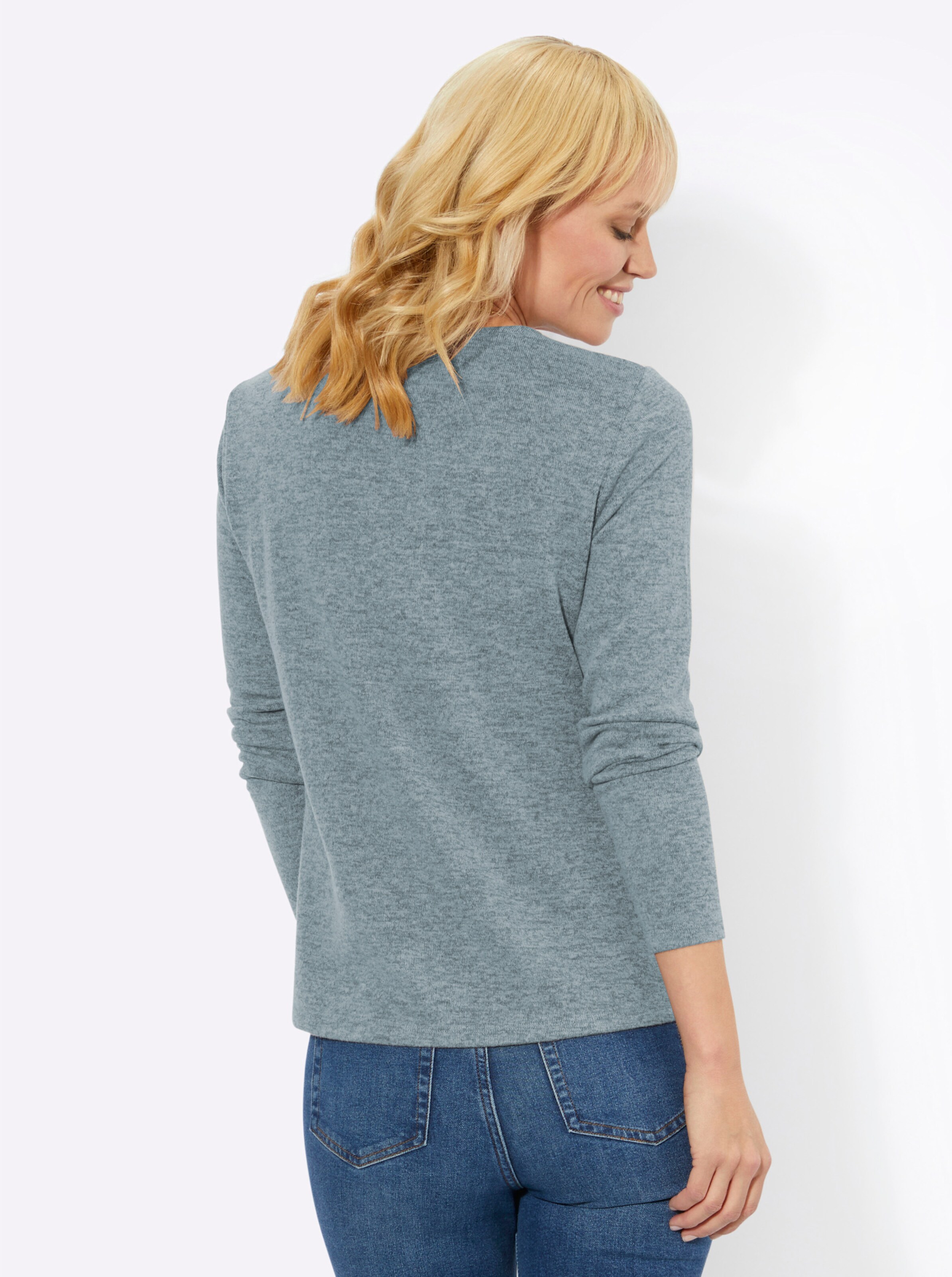 Langarmshirt in bleu-meliert