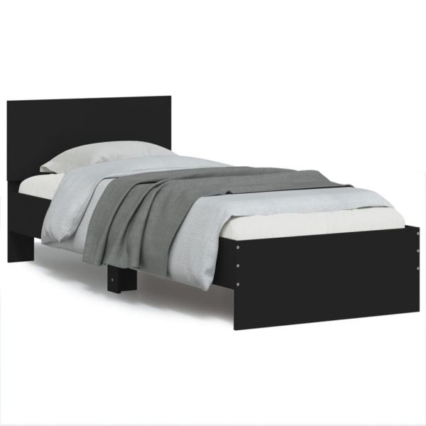 vidaXL Estrutura de Cama com Cabeceira 90x190 cm Deriv. Madeira Preto