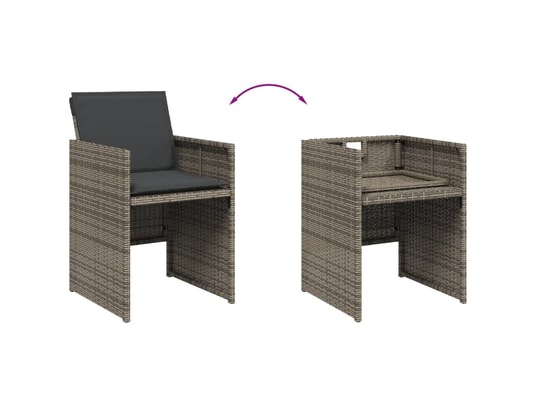 VIDAXL - Chaises de jardin avec coussins lot de 4 gris résine tressée