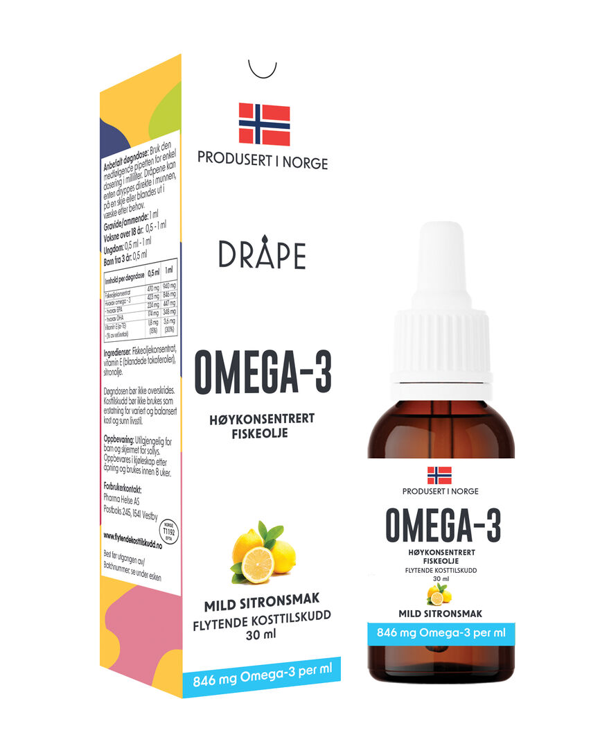 Dråpe omega-3 sitron 30 ml