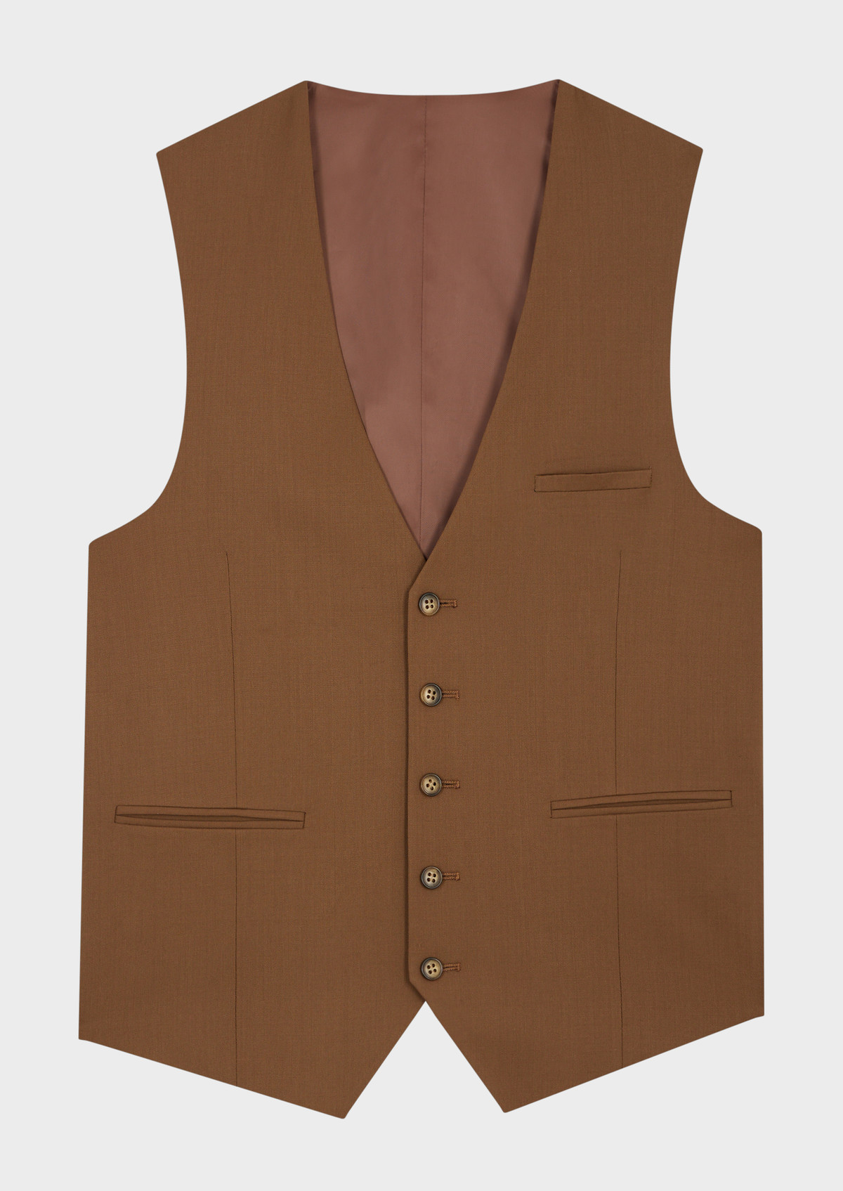 Gilet de costume en laine unie cognac