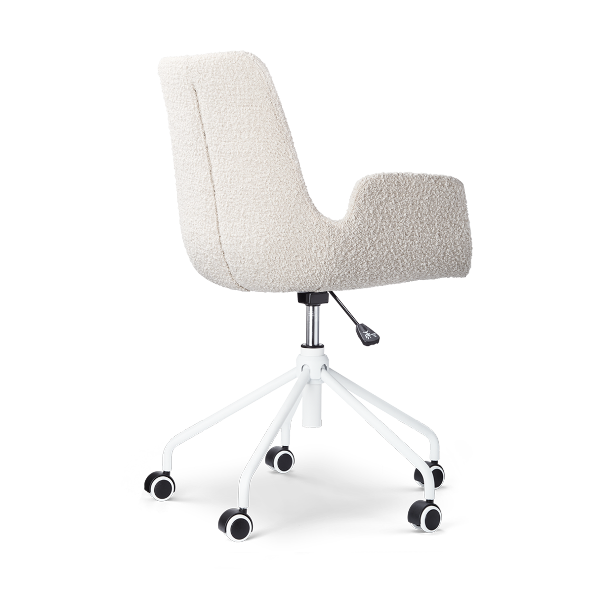 Nolon Nout-Eef Bureaustoel Bouclé Beige - Armleuning - Wit Onderstel