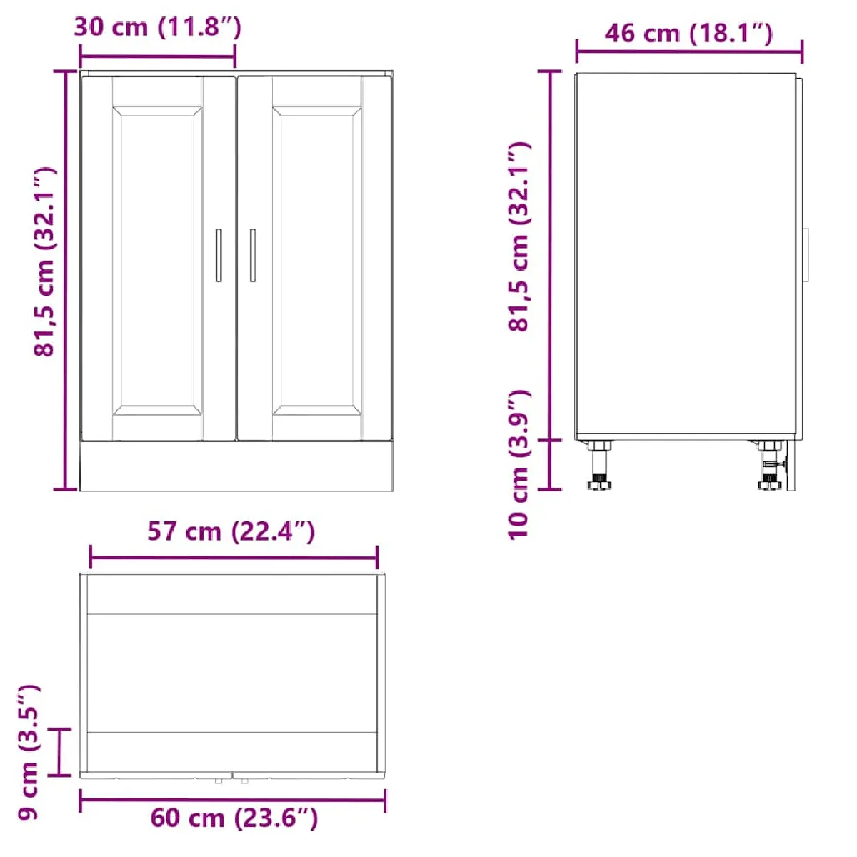 vidaXL Armoire de cuisine Porto Gris Sonoma