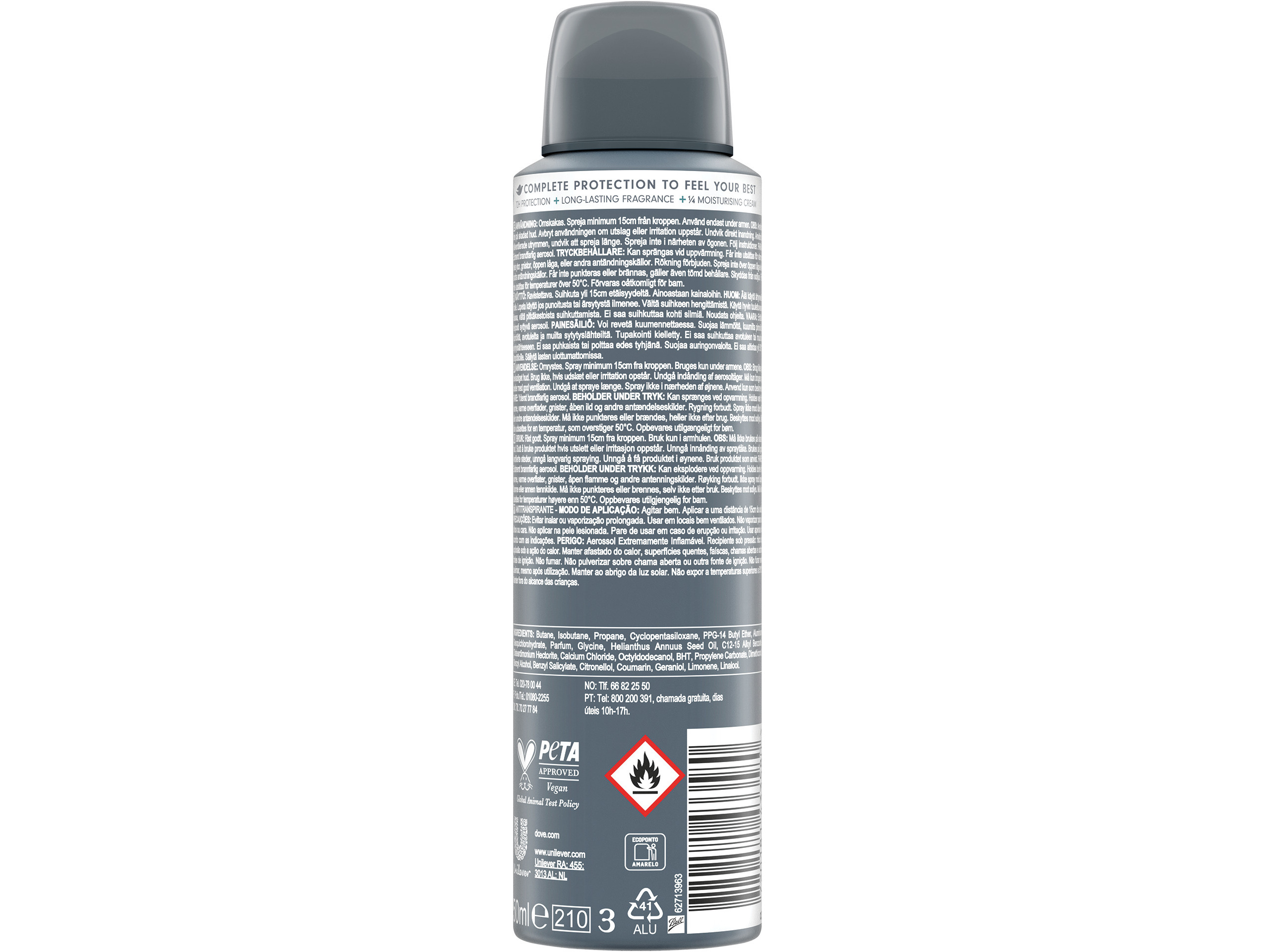 DESODORIZANTE SPRAY DOVE MEN EUCALYPTUS 72H 150ML