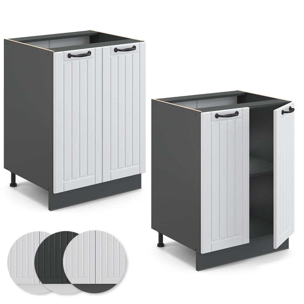 Vicco Unterschrank 60 cm FAME Line Küchenschrank Küchenzeile Landhaus Weiß Anthrazit